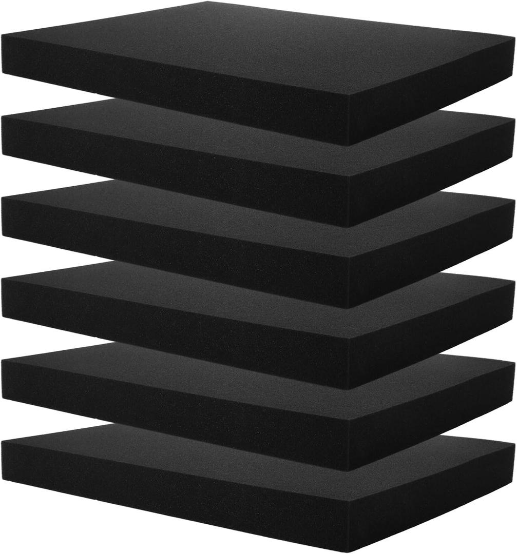 SHUESS 6 Pack Cuttable Foam Inserts for Cases 16 x 12 x 1.5 Inch Polyurethane Foam Sheet, Polyurethane Foam Pads Tool Box Foam for Cases Camera Toolbox Storage and Crafts