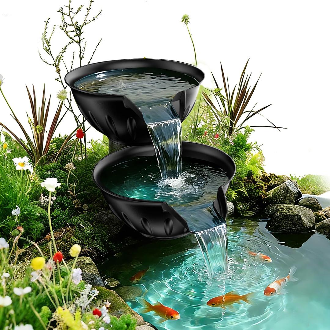POPOSOAP Spillway Bowl and Basin Fountain Kit, Spillway Bowl Fountain with Pond Pump for Formal Waterfall Spillways, Water Gardens Basin Kit For Indoor/Outdoor DIY Water Feature Pond Garden-P721