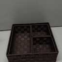 Elevon Plastic Wicker Basket Set of 4, Handmade Storage Basket for Organizing with Handles, Storage Bins for Home Kitchen Countertop, Shelf Organizer, Waterproof, Coffee