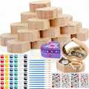 Kigley 12 Set/100 Pcs Unfinished Wooden Boxes for Crafts, 12 Heart Treasure Box with Mirror, 72 Paints, 12 Brushes, 4 Rhinestones Stickers for DIY Jewelry Keepsake Storage, Paint Party Favor