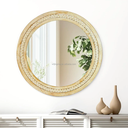Rattan Mirror,Round Boho Bathroom Mirror for Wall,24" Circle Wicker Vanity Mirror for Nursery Décor