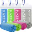 Sukeen 2 Pack Cooling Towel (40"x12"), Soft Breathable Chilly Microfiber Towel for Yoga, Sport, Running, Gym, Workout & More Activities (Blue/Green)