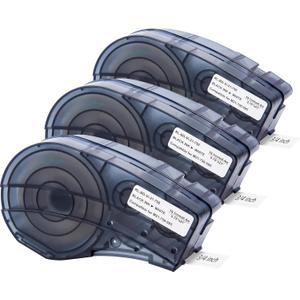 Compatible with M21-750-595-WT Vinyl Label Tape Replacement for M21-750-595 Black on White 3/4 Inch Tape, 0.75" x 21', 19.1mm x 6.4m, 3 Pack, Not Compatible with M210 and M211