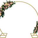 Balloon Arch Stand Kit, 8.2ft (2.5m) Metal Round Backdrop Stand Frame Set: Half Circle Gold Balloon Arch for Birthday Party Baby Shower Wedding Graduation Decoration (Golden)