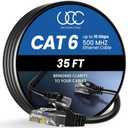 Cat 6 Ethernet Cable 35 ft, 10Gbps High Speed Ethernet Cable, Internet Cable Outdoor&Indoor, Rj45 Cat6 Cable Long Ethernet Cable for Computer, Router, Modem, PS4/5, Xbox, Gaming- Black