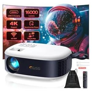 Projector with WiFi and Bluetooth, 1080P Full HD Portable Projector, 4K Supported Outdoor Projector, Lag-free 5G WIFI 6, Compatible with iPhone, Android, PC, TV Stick, PS5, Xbox