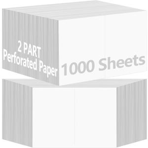 1000 Sheets 2 Part Perforated Paper Professional Half Sheet Perforated Paper 8.5 x 11 for Postcards, Flash Cards, Index Cards, White