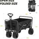 EchoSmile Heavy Duty 350 Lbs Capacity Collapsible Wagon, Outdoor Folding Camping Grocery Portable Utility Cart, Adjustable Rolling Carts, All Terrain Sports Wagon with Big Wheels (Black)