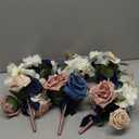 Ling's moment Navy Blue Wedding Centerpieces Flowers Mini Bridesmaid Bouquets Set of 6 Wedding Table Centerpieces Decor Pre-Made Floral - Dusty Rose & Navy