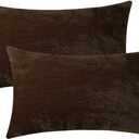 Jeneoo Coffee Brown Decorative Throw Pillow Covers Soft Chenille Comfy Lumbar Solid Couch Cushion Case Decor (Set of 2, 12 x 20 Inches)