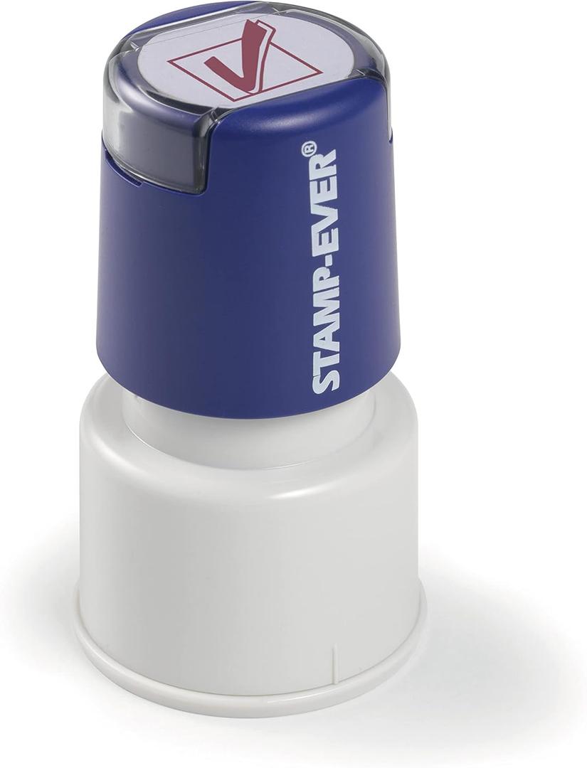 Stamp-Ever Pre-Inked Message Stamp  Checkmark, Red Ink  Impression Size: 3/4" Round