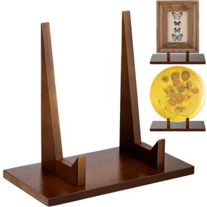 RattanView 1 Pcs Wood Plate Stand for Display 5.9 Inch Plate Holder Display Frame Picture Photo Card Tabletop Decorative Stand