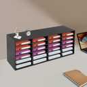 Mailbox for Classroom 24 Slots, Mail Sorter, Paper Organizer Storage, Mail Organizer for Home Library Office Classroom (Black, 24 Slots)