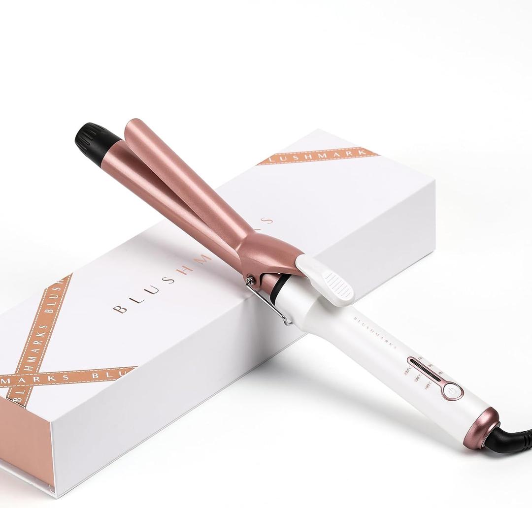 Curling Iron 1-Inch Ceramic BLUSHMARKS LED Temperature Lights Heat-Resistant Stand Cool Tip 360 Swivel Cord