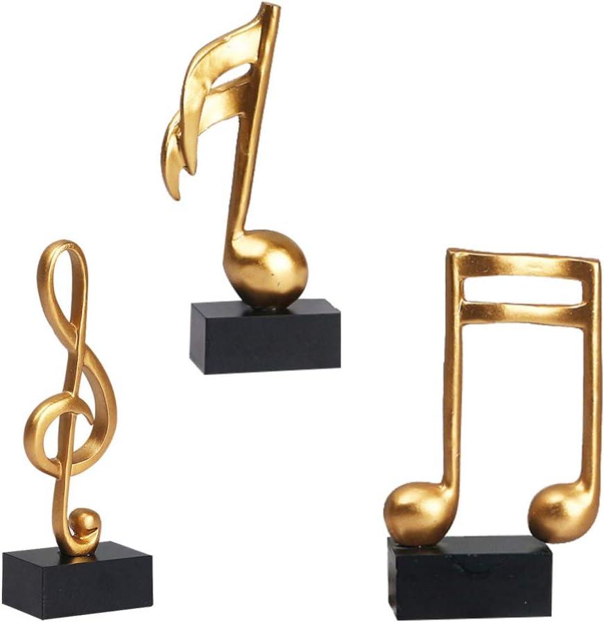 DOITOOL Music Note Sculpture Decor 3 Pack Musical Note Figurine Golden Tabletop Musical Sculptures Resin Music Statue Crafts for Table Centerpiece Crafts Home Art