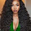28 Inch Water Wave Lace Front Wigs Human Hair 180 Density 13x6 HD Lace Front Wigs Human Hair Pre Plucked Deep Curly Glueless Wigs Human Hair for Black Women (13x6 water wave front wigs, 28 Inch)