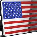 2 Inch Trailer Hitch Cover with American Flag, Heavy Metal Trailer Hitch Cover Fit for 2 Inch Hitch Receivers,3 * 5" Blue/Red/Chrome
