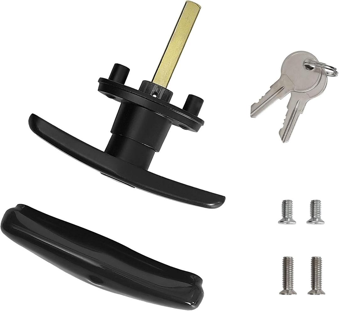 T-Handle for Truck Camper Shell Truck Cap Locking T-Handle with Dust Cover for Truck Canopy- 1 Pack Clockwise with 2 KeysKey Alike