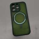 CANSHN 360 Spin Magnetic Stand for iPhone 16 Pro Case with Camera Control [Full Camera Protection] [Compatible with Magsafe] Translucent Matte Shockproof Protective Phone Cover 6.3" - Deep Green