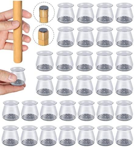 32pcs Chair Leg Floor Protectors,Bar stools Leg Protectors Caps,Dining Room Table Chair Leg Protectors for Hardwood Floors, Chair Leg Covers Silicone Felt Furniture Pads (Small fit: 0.9'' - 1.29'')