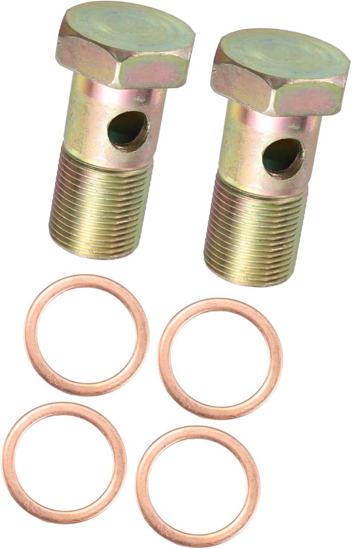 2 Set Banjo Bolt Brake Fitting Adapter Kit M22x1.5 Brake Line Thread Single Banjo Bolt with 22mm Washers Automotive Parts 2 Set Banjo Bolt Brake Fitting Adapter Kit M22x1.5 Brake Line Thread Single Banjo Bolt with 22mm Washers Automotive Parts