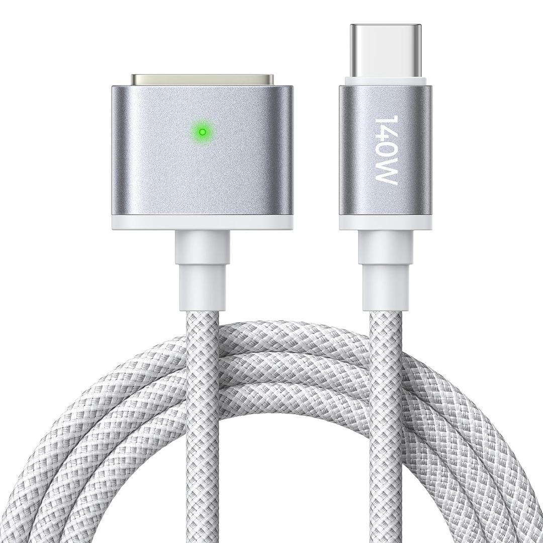 LISEN 140W Magnetic Safe 3 Cable for Charger Cord, USB C to Magnetic 3 Cable for Charger Fit, (3.3FT Grey)