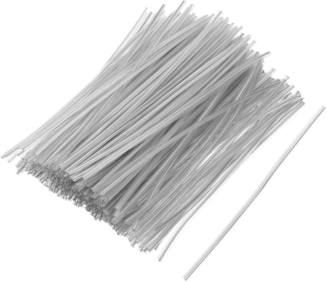 JJUNW 200 Pcs 4-inch Clear Twist Ties, Twist Cable Cord Wire Tie Reusable Fastening, Clear Twist-Ties for Plastic Coffee Bags Gift Wrapping Crafts Plants