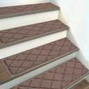 HEBE Carpet Stair Treads Non Slip 15 PCS 8" X 30" Edging Stair Runner for Wooden Steps Indoor Self Adhesive Stair Rugs Runners Reusable Staircase Step Treads Mat for Kids, Elders, Pets