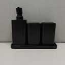 ZCCZ Matte Black Bathroom Accessory Sets, 4 Pieces Bathroom Accessories Complete Set Vanity Countertop Accessory Set, Includes Lotion Dispenser Soap Pump, Tumbler, Toothbrush Holder and Tray
