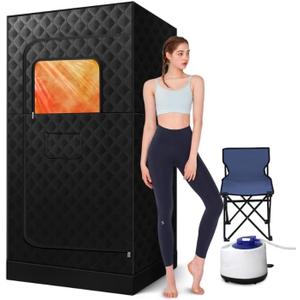 Portable Sauna Box for Home & Gym Includes 3L Steamer, Large Folding Chair, and Full-Body Steam Tent (31.5"x31.5"x71") Perfect for Relaxation Anywhere