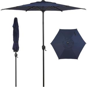 Abba Patio 7.5FT Lyon Outdoor Patio Umbrella Outdoor Table Umbrella with Push Button Tilt and Crank Market Umbrella 6 Sturdy Ribs UV Protection Waterproof for Garden Deck Backyard Pool, Navy Blue