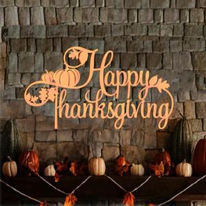Happy Thanksgiving Wall Sign,Happy Thanksgiving Day Sign,Natural Wood Script Decor with Pumpkin Farmhouse Style, Farmhouse Fall Holiday Home Decoration,Thanksgiving Decorations for Home