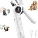 2-in-1 Dog Nail Clippers and Grinder, Electric Dog Nail Trimmer for Large Medium Small Dogs & Cats with 3 Speeds, USB Rechargeable, Quick Sensor, Splash Guard & LED Lights, Safe & Painless (White)