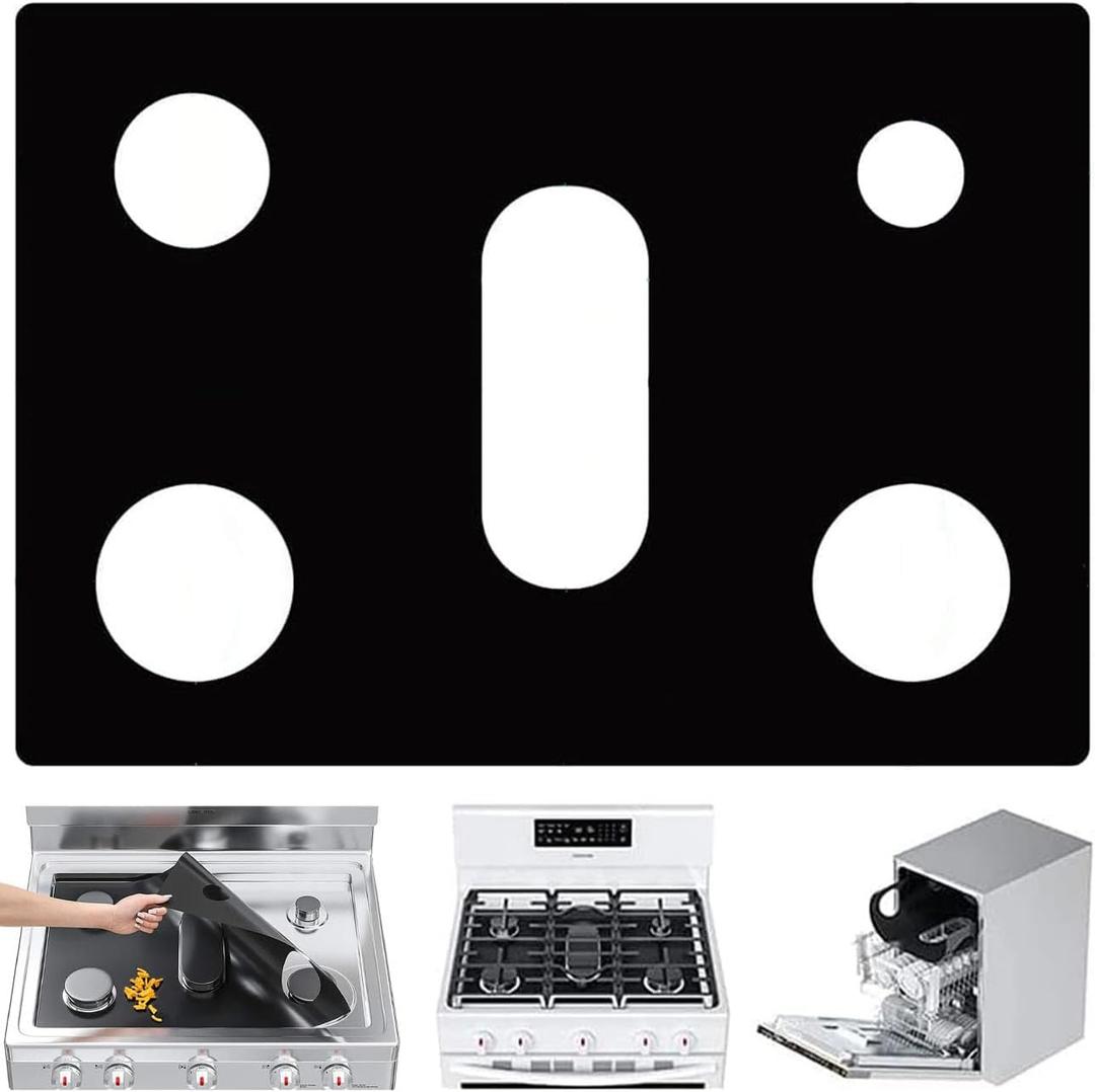 Stove Guard Stove Top Protector, Stove Cover Stove Guard Protector for Samsung Gas Burners, Thick Non Stick Stove Burner Covers Compatible with Samsung Gas Stove Washable Stove Protector (Silica Gel) (Silica Gel 0.4mm - Black)