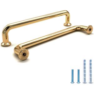 Bestory 10 Pack Hole Center 5''(128mm) Polished Brass Kitchen Cabinet Pulls.Zinc Alloy Solid Round Cabinet Handle Drawer Pull Modern Hardware for Bar Bestory 10 Pack Hole Center 5''(128mm) Polished Brass Kitchen Cabinet Pulls.Zinc Alloy Solid Round Cabinet Handle Drawer Pull Modern Hardware for Bar