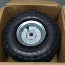 (2 Pack) RRQ 10 Inch Pneumatic Wheel 4.10/3.50-4 Tire, 10" Pneumatic Wheels with 5/8" Bearings,2.2" Offset Hub for Garden Cart, Hand Truck, Lawn Cart, Mower