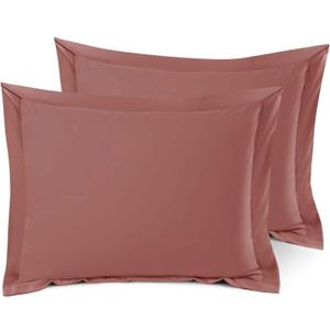 Nestl Soft Pillow Shams Set of 2 - Double Brushed Microfiber Pillow Covers - Hotel Style Premium Bed Pillow Cases, with 1.5 Decorative Flange, Standard 20"x26" - Pink Clay