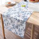 Blue Floral Runner for Table - 14 x 48 Inch - French Country Vintage Linen Table Runners 48 Inches Long for Holiday Kitchen Dining Wedding Home Party Decoraion,Vintage Floral