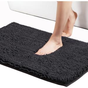 Non-Slip Plush Shaggy Chenille Bathroom Rug Mat, Machine Washable Durable Bath Mats, Ultra Soft and Absorbent Bath Rugs, Quick Dry Carpet for Bathroom Floor, Tub, Shower, Size 24 x 36 Inch