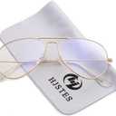 HJSTES Clear Lens Aviator Glasses Blue Light for Women Men Classic Pilot Frame Non-prescription Eyeglasses (B01 Glod)