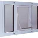 Ideal Pet Products Aluminum Sash Window Pet Door, Adjustable to Fit Window Widths from 33" to 38", Large 10-1/2 x 15 Flap Size