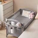 BEKA 4 in 1 Baby Bassinet Bedside Sleeper, Baby Bedside Crib 4 Functions, Bedside Bassinet Crib Sleeper, Playard, Changing Table, Baby Bassinet for Newborn Baby (Grey)