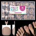 UNA GELLA 6 IN 1 X-Soft Toe Nail Press Ons 15 Sizes, French Brown Soft Gel Toe Press Ons Big Wide Matte Square Toe Nail Tips Fake Acrylic Toe Nails Press On Toenails for Women Nail Extensions 330Pcs