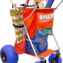 RollX Foldable Storage Wagon with 4 Balloon Wheels for Sand, Rear 13 Inch & Front 7 Inch Beach Tires (Pump Included) (Orange)