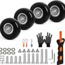 Suitcase Wheels Replacement Kit 4PC Diameter 1.8in/45mm Thick 0.7in/18mm PU Wheels with Ball Bearing 3 Size Axles Full Set Repair Tool for Luggage Trolley Bag Draw-bar Travel Box