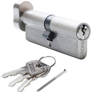 Solid Brass Door Lock Cylinder with 3 Brass Keys 90mm Storm Door Lock Replacement Brushed Nickel Cylinder