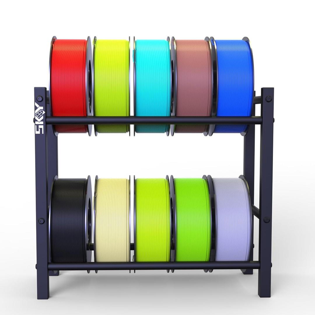 Skouphy 3D Printer Filament Storage Rack, 2 Tier Filament Spool Holders for PLA/ABS/TPU, Filaments Organzied for 3D Printing Studio, Office Workshop,Storage 10 roll Pack
