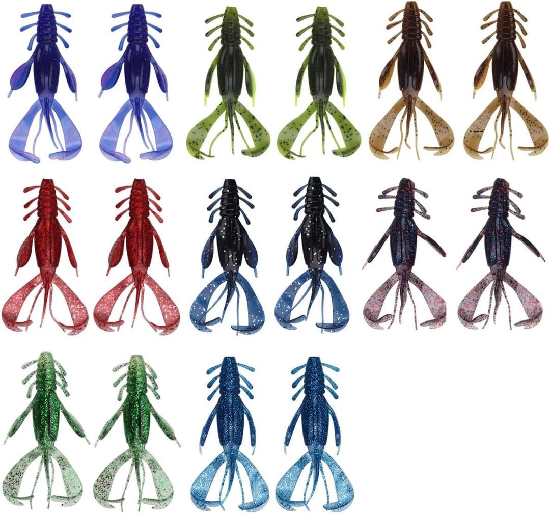 Soft Plastic Fishing Lures,Worm for Bass,Soft Bait,16 Pieces in 8 Colors