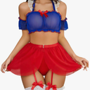Avidlove Lingerie Set for Women Sexy Cosplay Lingerie Roleplay Costumes Mini Skirt Set with Garter Belt (5 Pack) 2XL