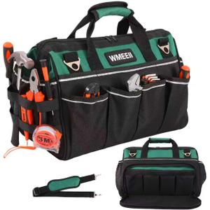 18-Inch Heavy Duty Tool Bag, 24-Pocket Empty Tool Bag Organizer,1680D Oxford Portable Tool Bags for Men,Soft Handle Large Zipper Toolbag for HVAC Craftsmen Contractors Carpenter
